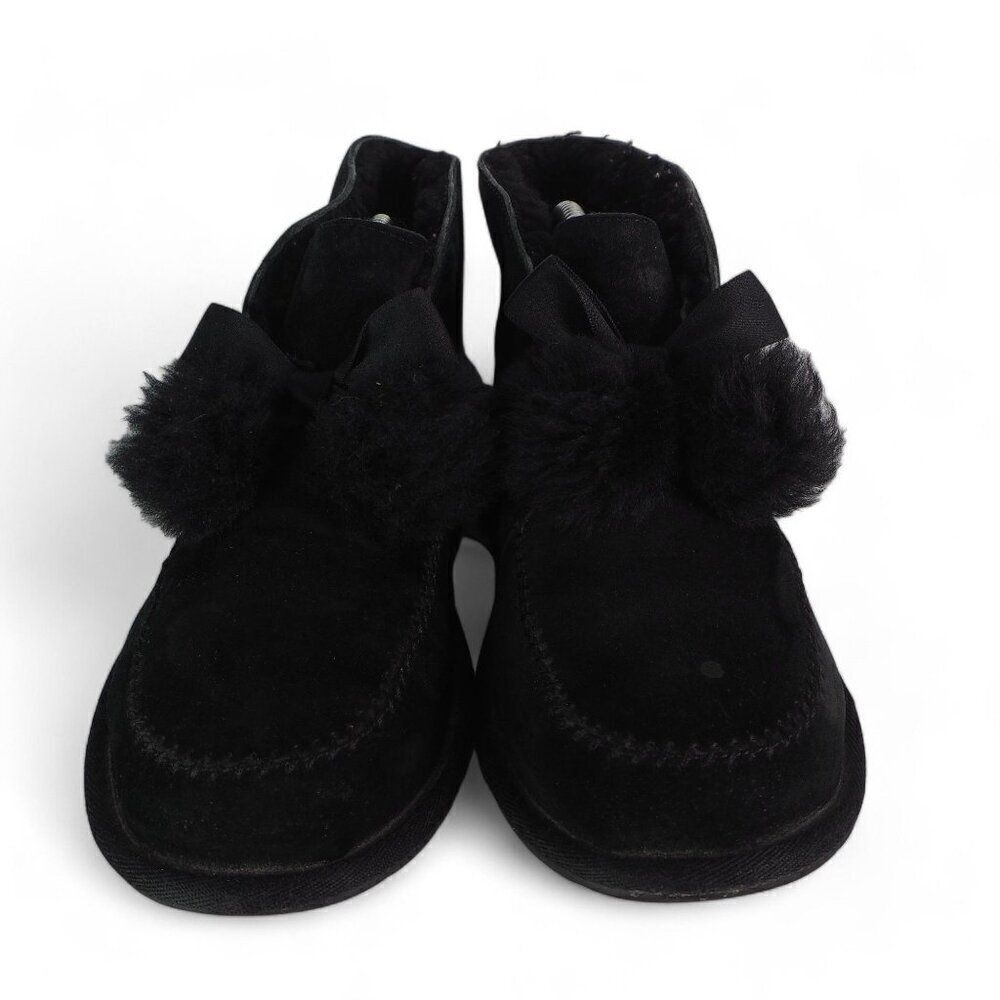 UGG Kallen Suede Moc‎ Toe Pom Pop Suede Ankle Booties Black 1017541 Women's 7 - Picture 3 of 12